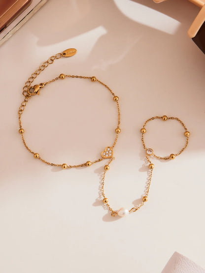 Damen-Charm-Armband mit 5A-Zirkonia aus Edelstahl