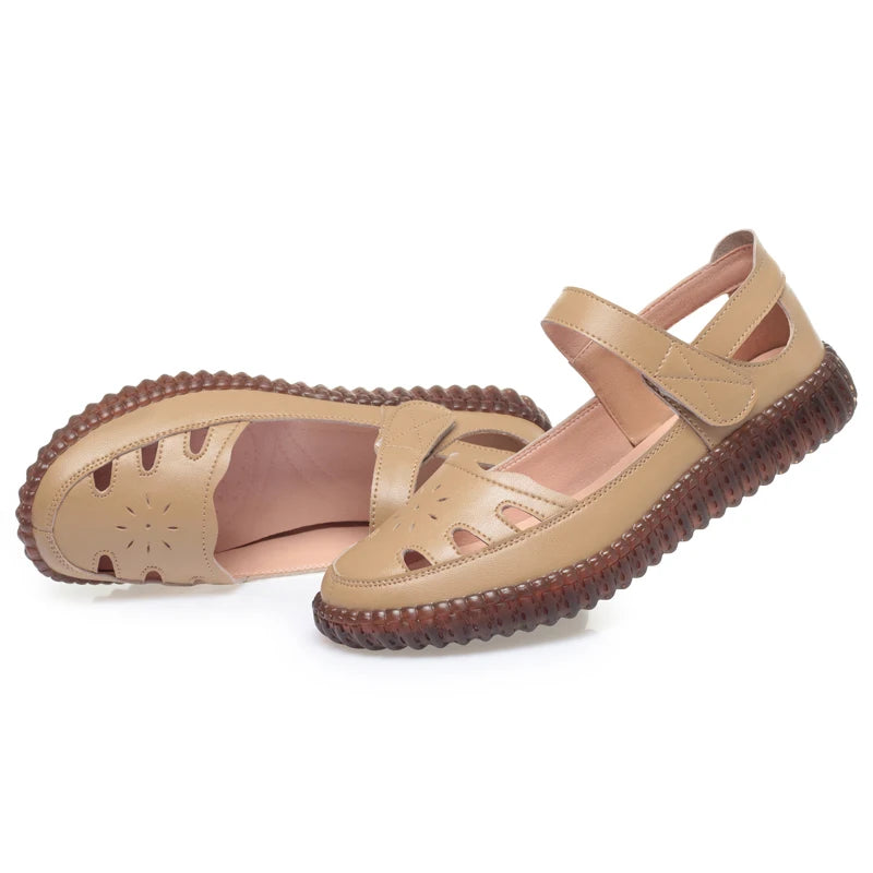 AIYUQI 2025 neue frauen sandalen Flache sohlen nicht-slip hohl frauen schuhe Sommer große-größe weibliche sandalen
