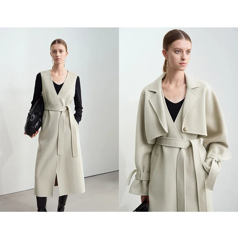 Damen Weste für den Winter im lässigen Look mit Gürtel und Taschen