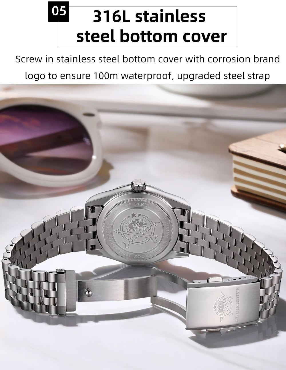Herren-Quarzuhr mit Jubilee-Armband und Saphirglas