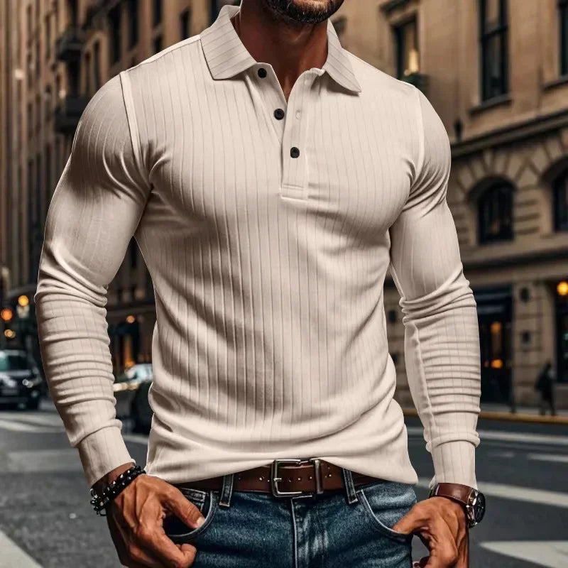 Hochwertiges Herren-Polohemd mit Waffelstruktur und Shirtkragen – Sommerliches, einfarbiges Design mit kurzen Ärmeln