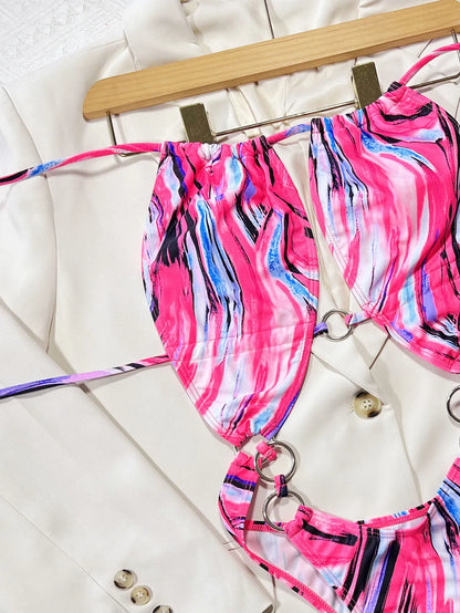 Damen Badeanzug rückenfrei Bauch-Cut-Out Monokini bunt 2026
