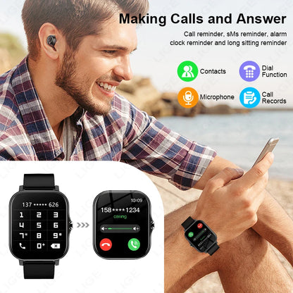 LIGE 1,44 Zoll Full Touch Screen Smart Uhr Bluetooth Anruf BT Musik EKG Gesundheit Überwachung Männer Frauen Smartwatch Für IOS Android