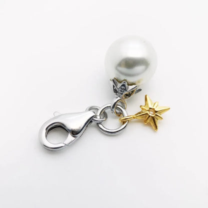 Damen-Charm-Anhänger Kleeblatt Perle handgemacht Glück aus Sterlingsilber