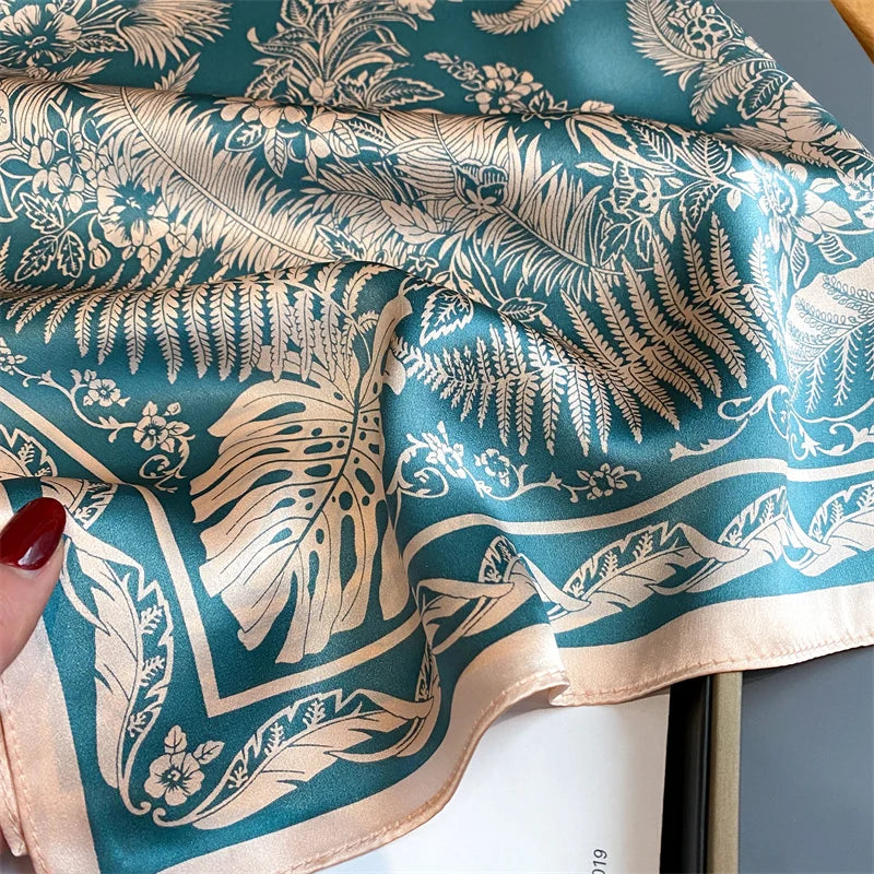 Damen Seidenschal quadratisch einfarbig Halstuch Bandana Foulard Frühling Sommer
