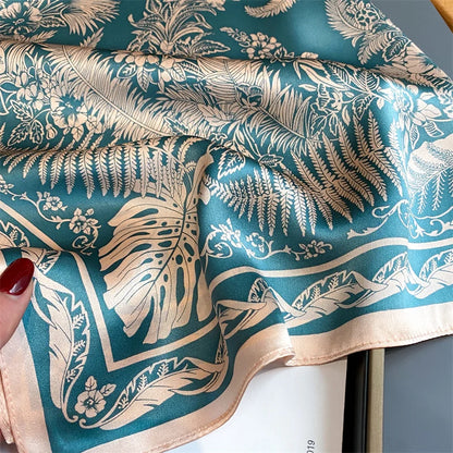 Damen Seidenschal quadratisch einfarbig Halstuch Bandana Foulard Frühling Sommer
