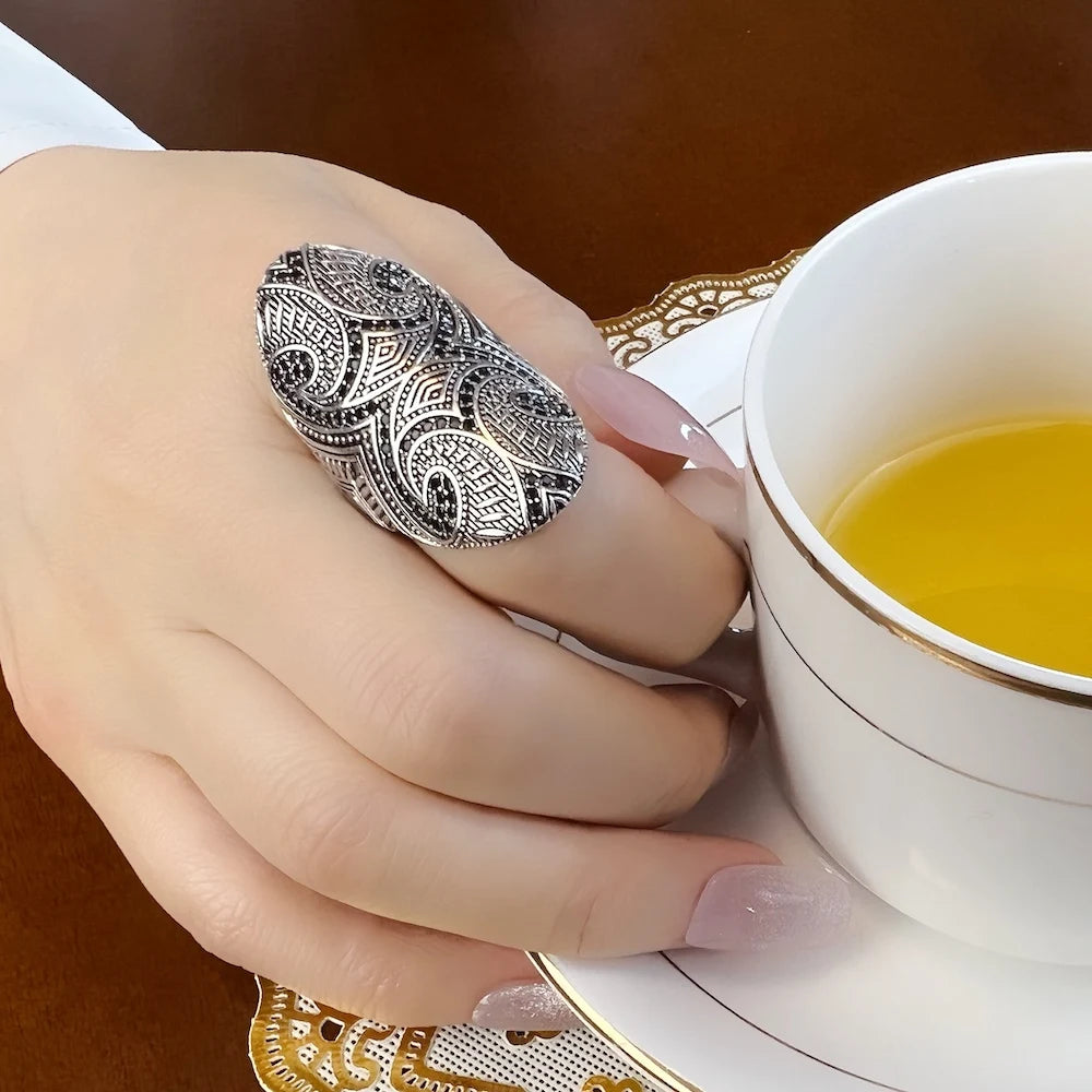 Damen-Ring Maori-Tattoo kulturell II aus Sterlingsilber