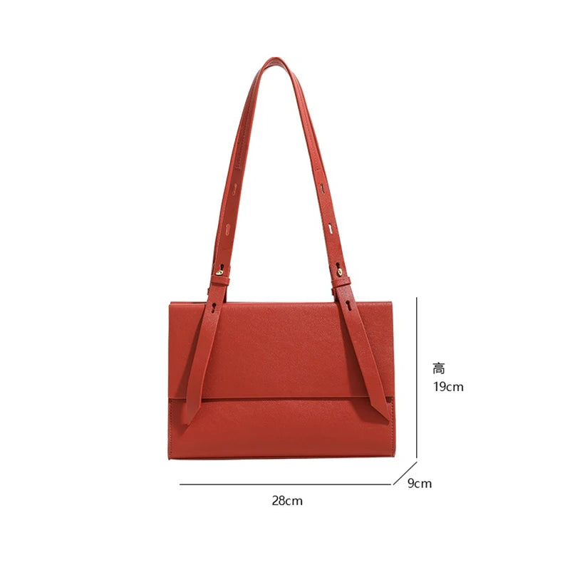 Schultertasche Aus Kuh-Spaltleder In Rot | Elegant