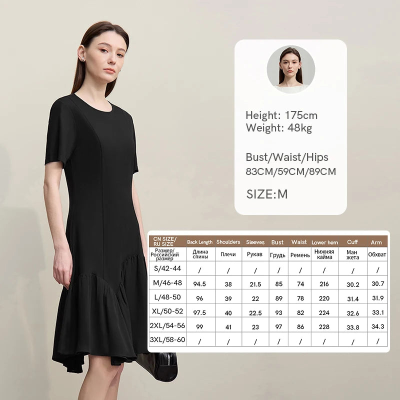 Elegantes Damenkleid Kurzarm Chiffon Stretch Karrierefrau