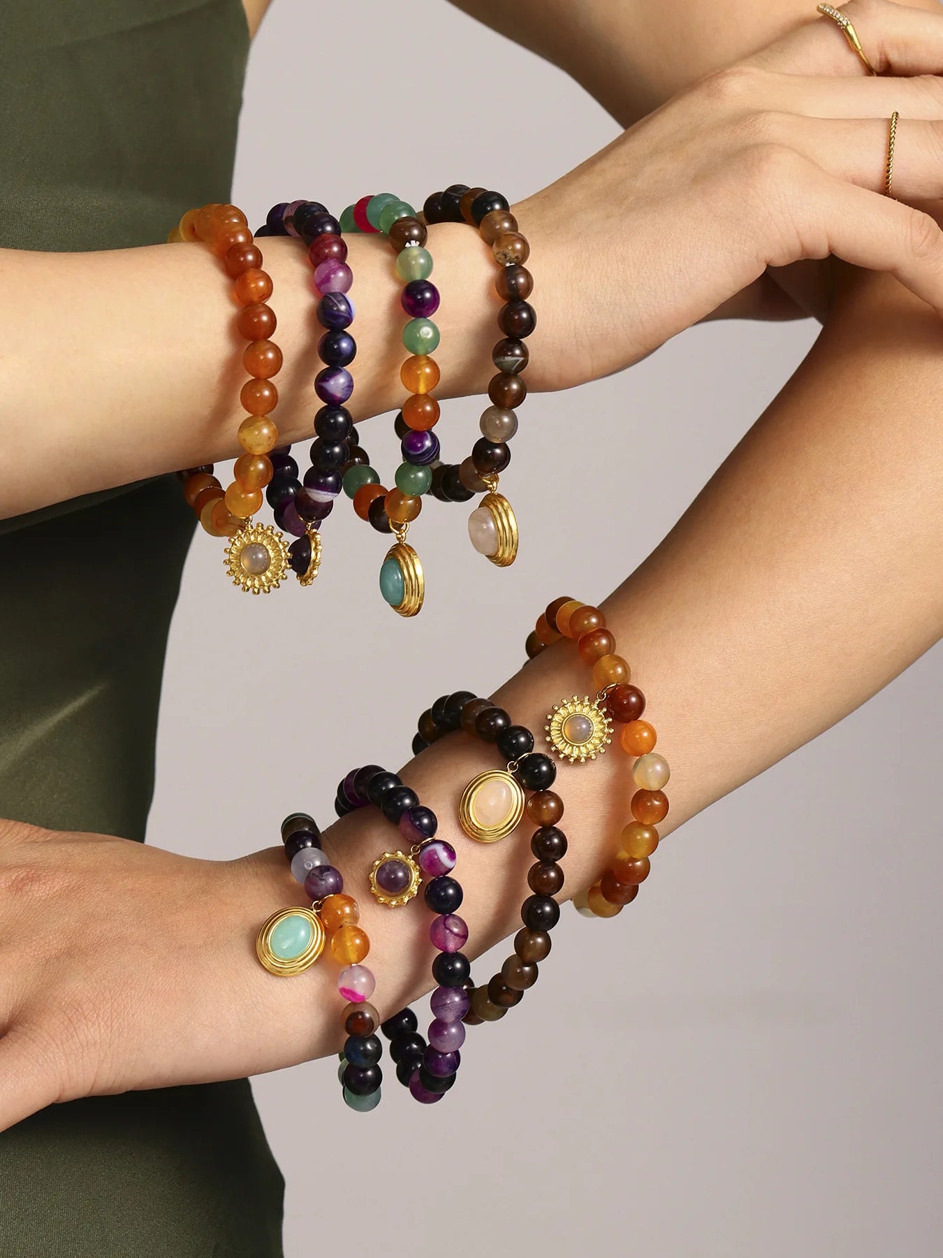 Damen-Armband mit Achat-Naturstein aus Edelstahl
