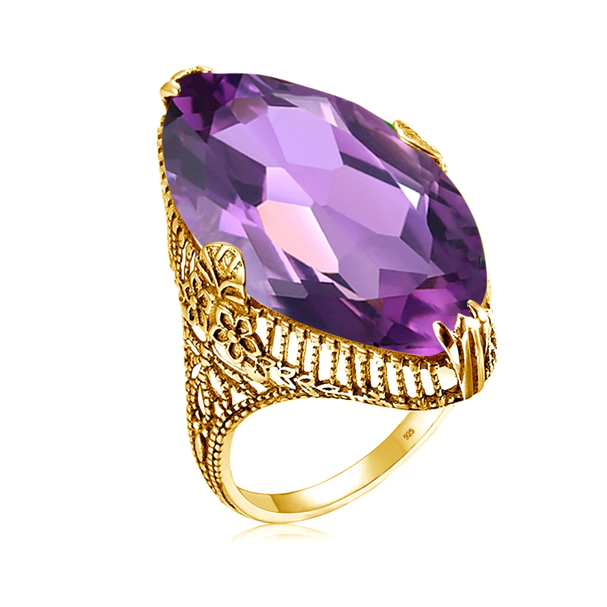Damen-Ring aus Silber 925 mit Olivgrünem Peridotstein in Filigraner Silberfassung Luxus Schmuckstück