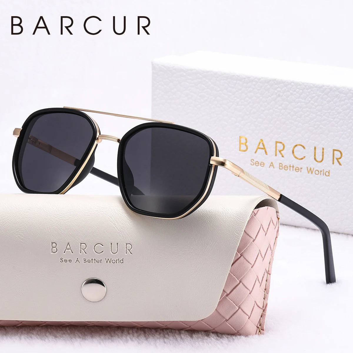 Damen-Sonnenbrille oval Retro Doppelstrahl Edelstahl polarisiert