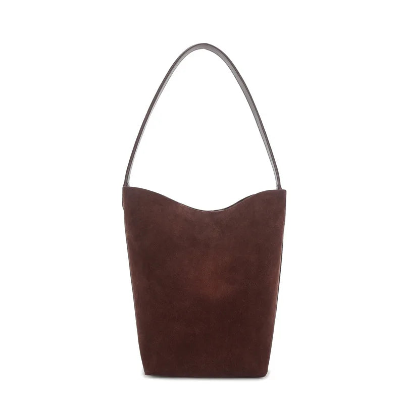 Damen Wildleder Bucket-Bag | Tote In Mittlerer Größe Kaffee