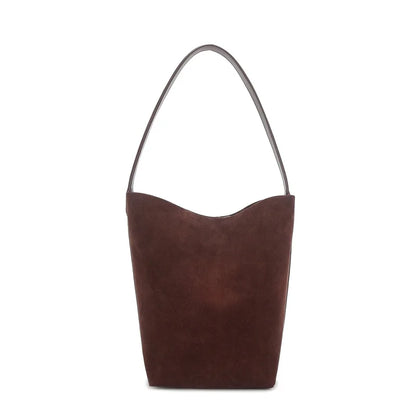 Damen Wildleder Bucket-Bag | Tote In Mittlerer Größe Kaffee