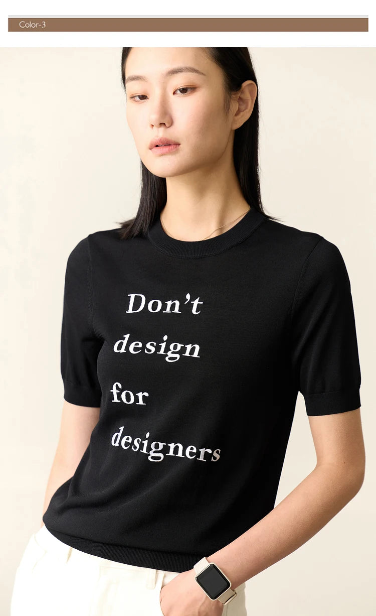 Damen Top im Minimalismus-Stil mit O-Ausschnitt und kontrastierenden Farben