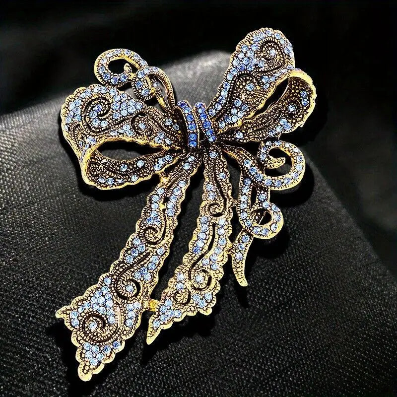 Brosche Schleife Kristall Perle Glänzend Boutique Geschenk Damen