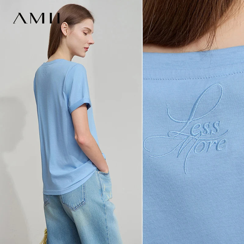 Damen Top im minimalistischen Stil aus einfarbiger mercerisierter Baumwolle