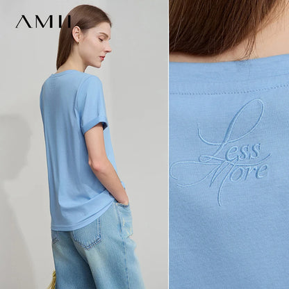 Damen Top im minimalistischen Stil aus einfarbiger mercerisierter Baumwolle