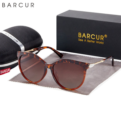 Damen-Sonnenbrille Cat Eye oval Farbverlauf Spiegel polarisiert