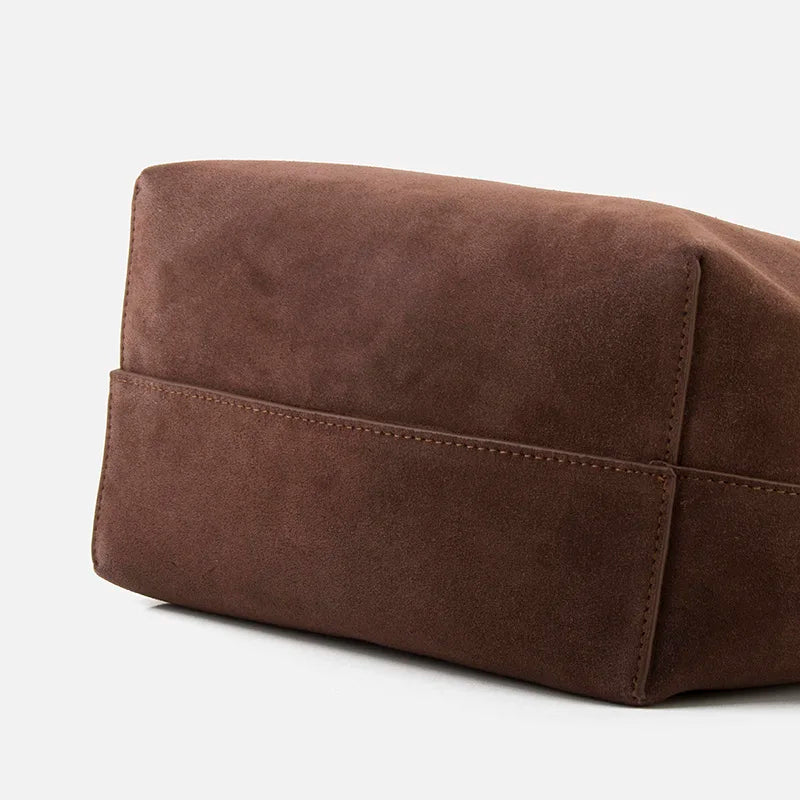 Damen Bucket-Tasche Aus Kaffee-Nubukleder | Schultertasche