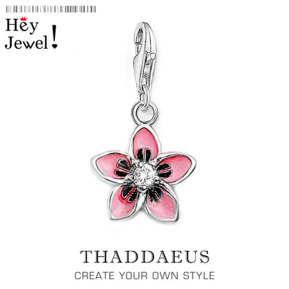 Damen-Charm-Anhänger Blume rosa strahlend aus Sterlingsilber