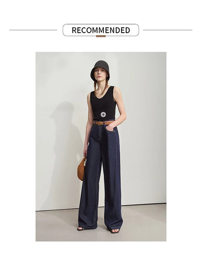 Damen Jeans aus Lyocell-Baumwolle mit weiten Beinen im Retro-Look