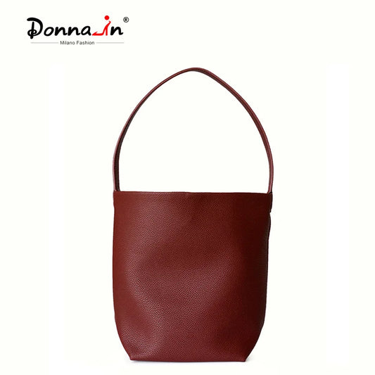 Damen Bucket-Bag Aus Vollnarbigem Leder Weinrot