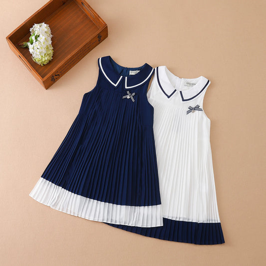 Mädchen Kleider Ärmellose Sommer Chiffon Plissee Kleidung Kinder Kleider Baby Mädchen Einteiliges Kleid