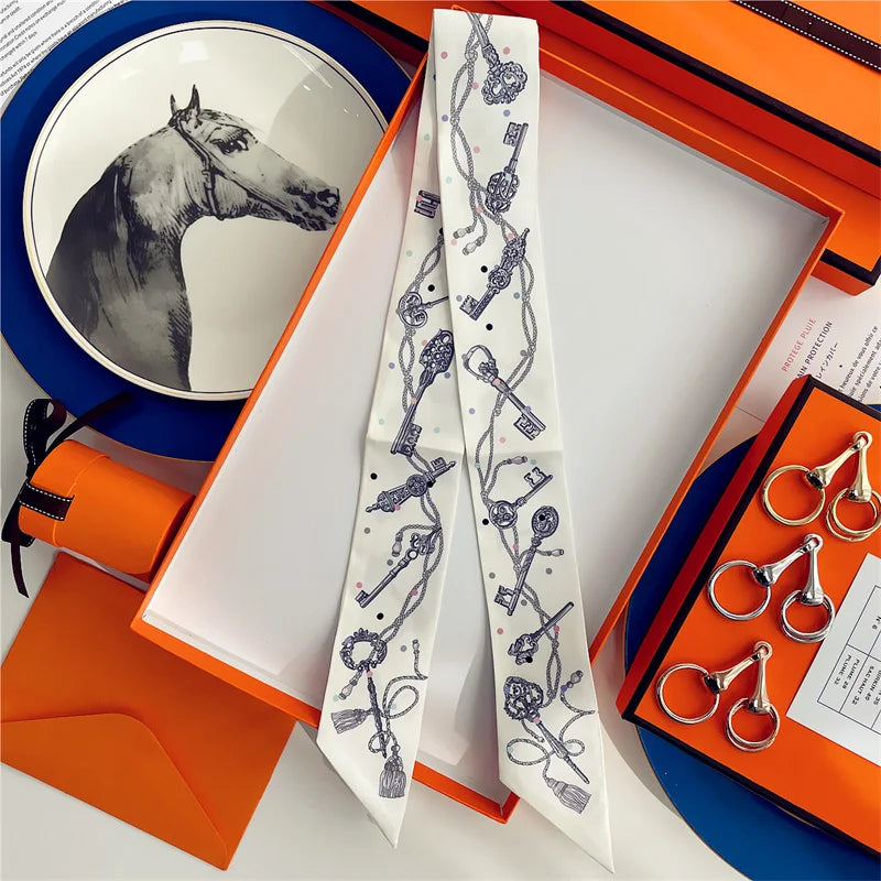 Damen Seidenschal klein quadratisch Haarband Halstuch Kopftuch Bandana E