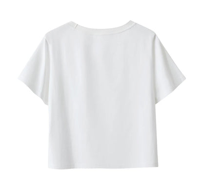 Damen T-Shirts im minimalistischen Stil mit lässigem O-Ausschnitt und Druck