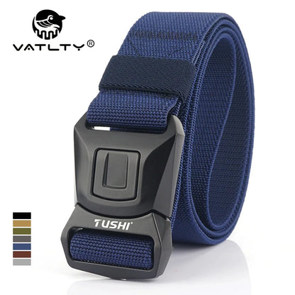 VATLY Blauer Elastik-Gürtel Herren Nylon mit Zinklegierung Schnellverschluss