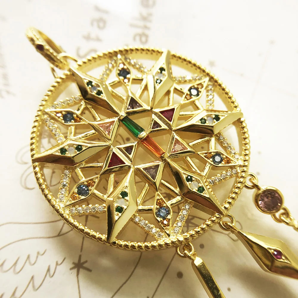 Damen-Charm-Anhänger Amulett magisch Natur Elemente aus Sterlingsilber