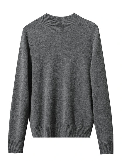 Damen-Halbrollkragen-Pullover 100 % Wolle warm vielseitig Winter