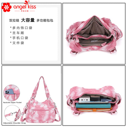 Damen-Schultertasche Mit Großem Stauraum Und Reißverschluss Innenfach Aus Polyester