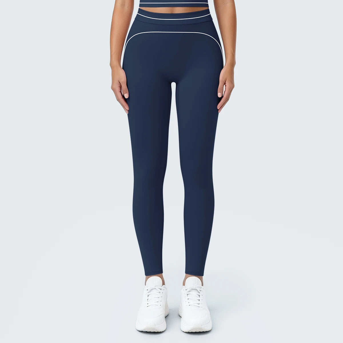 Nahtlose Yoga-Leggings, hochtailliert, dunkelblau, eng anliegend