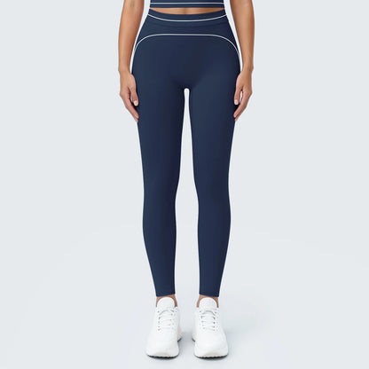 Nahtlose Yoga-Leggings, hochtailliert, dunkelblau, eng anliegend