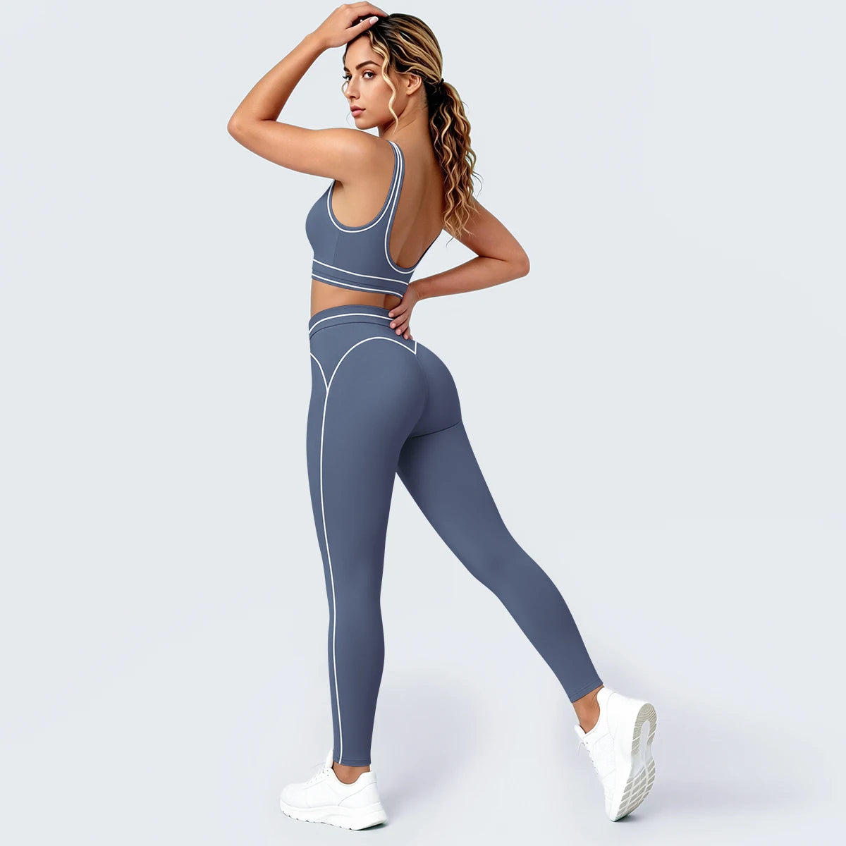 Damen Yoga Sportset Rückenfreier BH Schnell Trocknend Atmungsaktiv