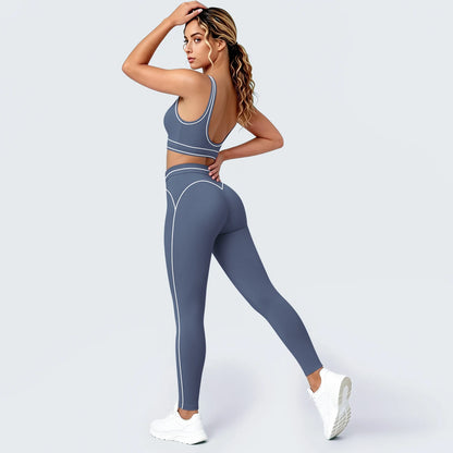 Damen Yoga Sportset Rückenfreier BH Schnell Trocknend Atmungsaktiv