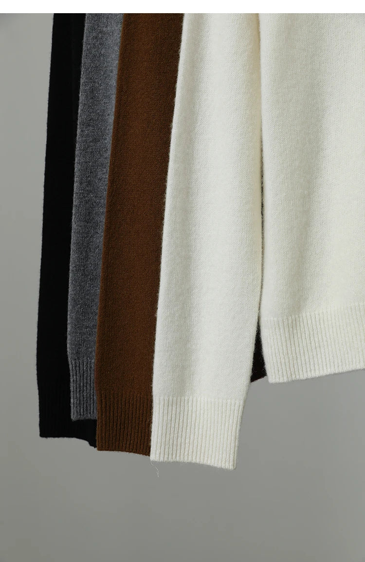 Damen-Halbrollkragen-Pullover 100 % Wolle warm vielseitig Winter