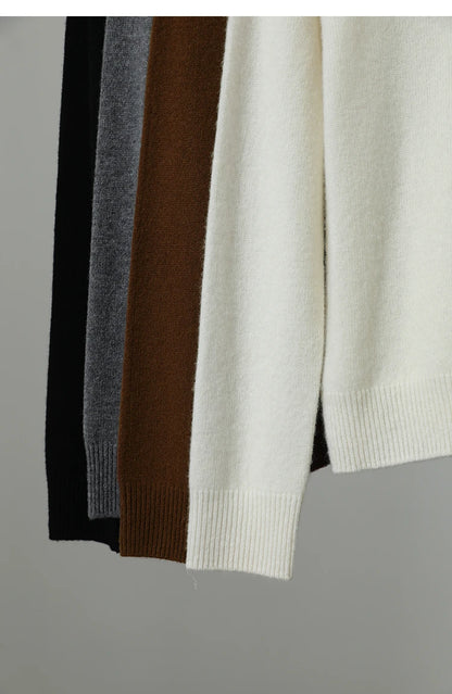 Damen-Halbrollkragen-Pullover 100 % Wolle warm vielseitig Winter