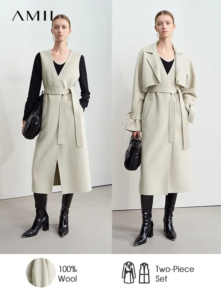 Damen Weste für den Winter im lässigen Look mit Gürtel und Taschen
