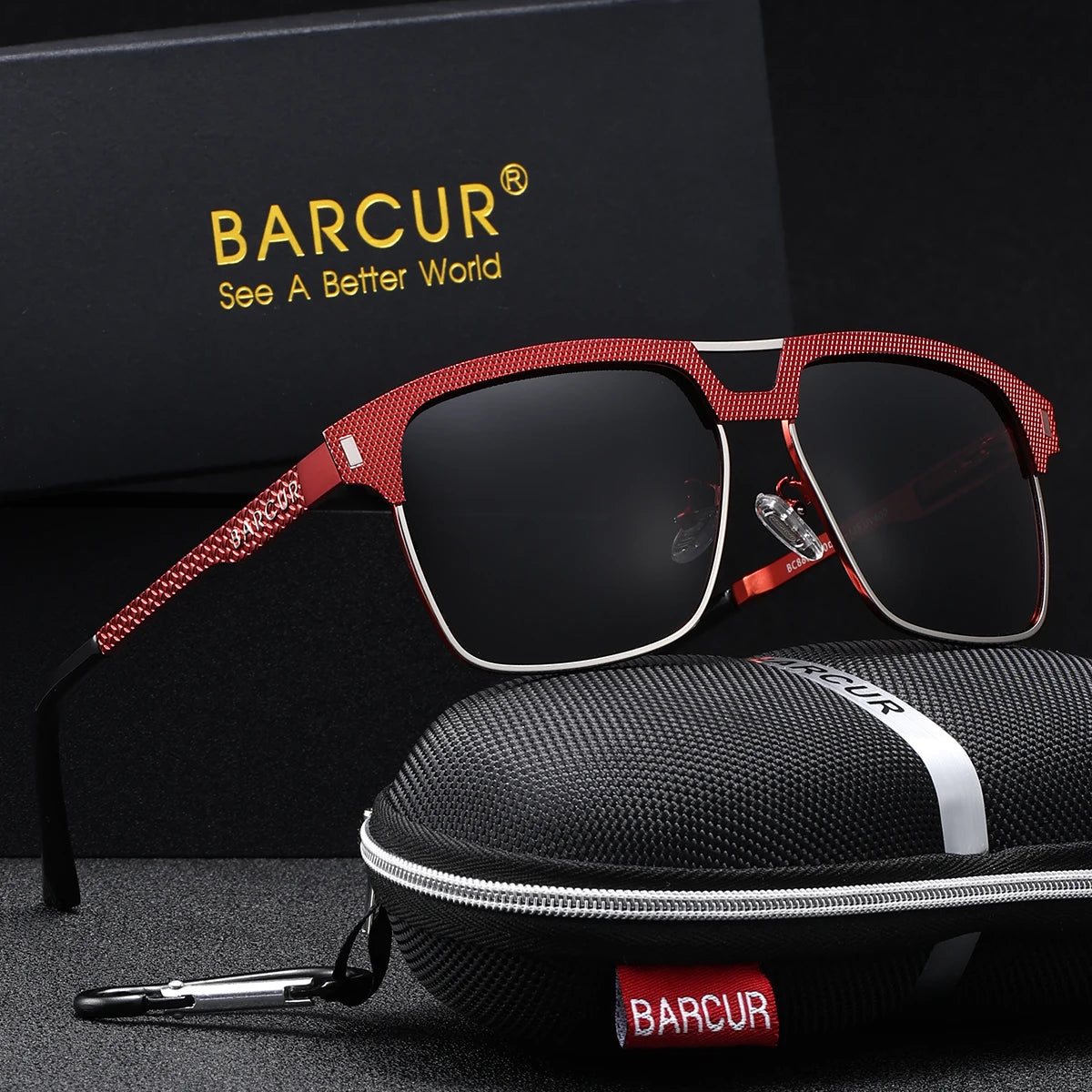 Sonnenbrille quadratisch großer Rahmen Edelstahl polarisiert Unisex