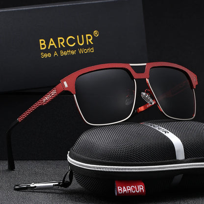 Sonnenbrille quadratisch großer Rahmen Edelstahl polarisiert Unisex