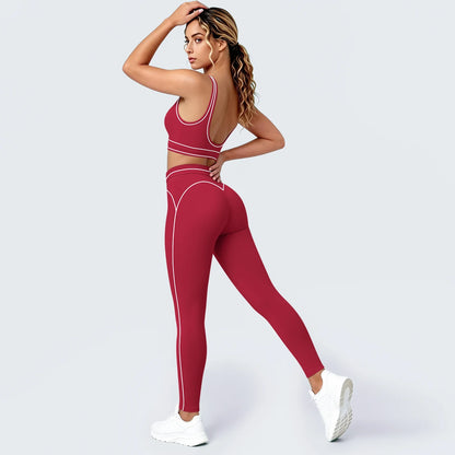 Damen Yoga Sportset Rückenfreier BH Schnell Trocknend Atmungsaktiv