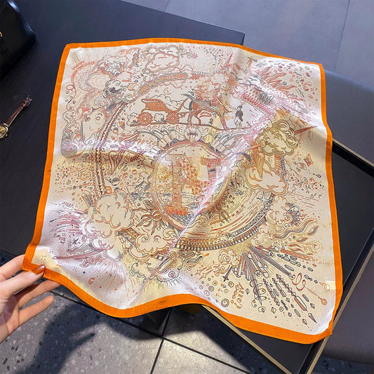 Damen Seidenschal 53cm quadratisch Blumenprint Luxus Hijab Bandana L