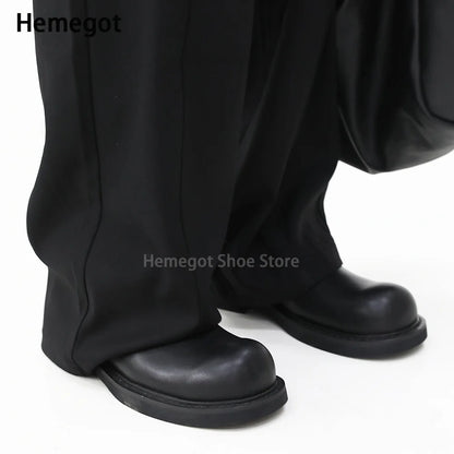 Black Round Toe Derby Shoes Heel Embroidery Large Toe Shoes Niche Casual Leather Shoes Women Leather Casual Shoes Men Unisex