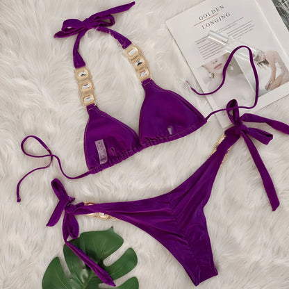 Brauner Push-Up-Bikini im brasilianischen Stil für Damen – ideal für Strand und Pool