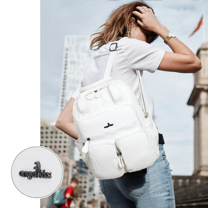 Damen-Schulrucksack Mit Mehrfachfächern Und Einfarbigem Design Für Schule Und Freizeit