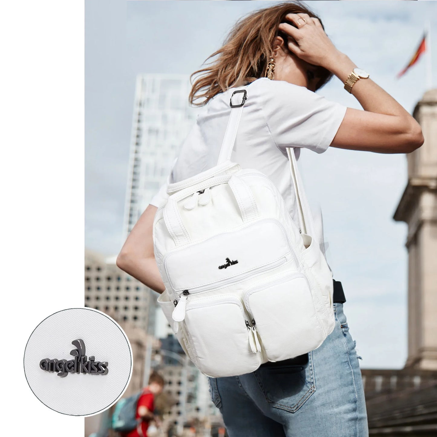 Unisex Schulrucksack Großes Fassungsvermögen mit Mehrfachtaschen und weichen Schultergurten für Alltag und Schule
