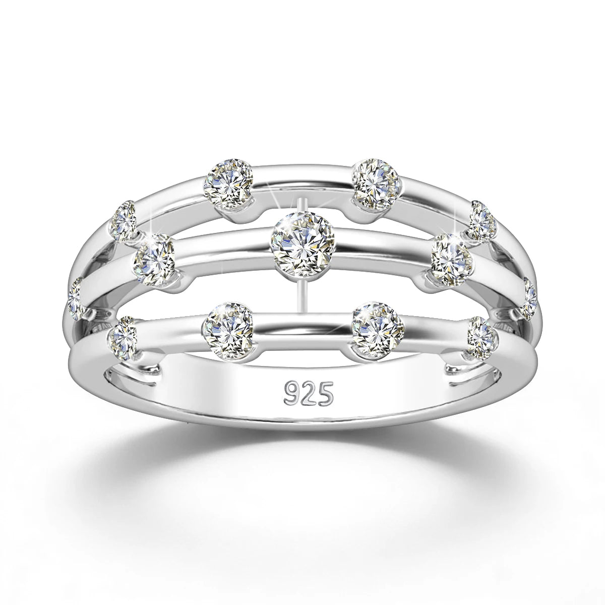 Damen-Ring aus Moissanit, 925er Sterling-Silber, Ewigkeitsband, Zertifiziertes Schmuckstück